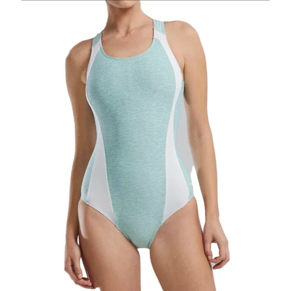 TYR Women's Durafast Elite Green/white Max Splice Controlfit Swimsuit Sz 14 New